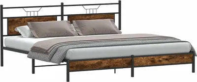 Image de vidaXL Lit métallique sans matelas chêne fumé 193x201 cm