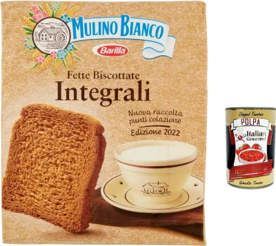 Produktbild von 3x Mulino Bianco Fette biscottate Le Integrali 315g Vollkorn Zwieback Kekse + Italian Gourmet polpa 400g