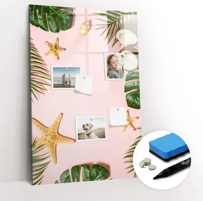 Produktbild von Magnetische Wandtafel - Schwarzer Marker + Schwamm + Magnete - 60 x 90 cm - Sommerrahmen