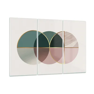 Produktbild von Bilder auf glas - 3 Teile - Abstraktion Räder Minimalismus - 165x110cm - Glasbilder - Wandbilder - Bilder - Wanddekoration aus Glas - Glas Bilder - Wandbild auf Glas - GCE165x110-4399