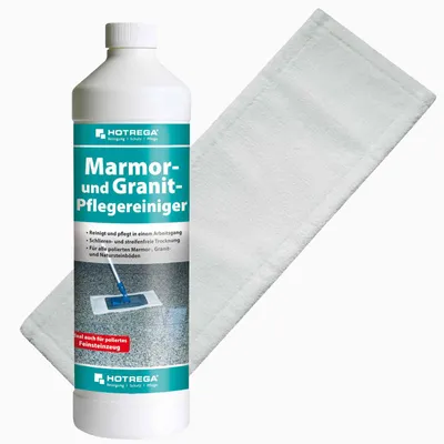 Produktbild von HOTREGA Marmor und Granit Pflegereiniger 1 L Konzentrat SET + Microfasermopp 40 cm
