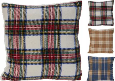 Obrázok produktu pre Kárované dekoračné vankúše 45x45cm s mäkkou podložkou sherpa 3 farby 1 ks.