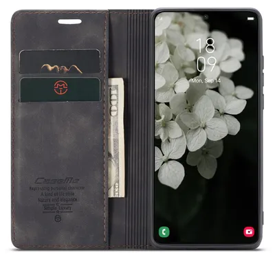 Produktbild von Caseme Handyhülle Leder Hülle Klapphülle Tasche Etui für Google Pixel 8a Schwarz