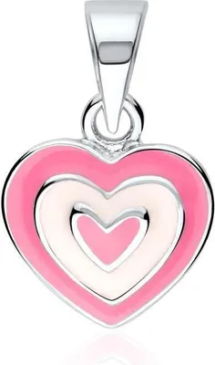 Produktbild von Kinder Herzanhänger aus Sterlingsilber rhodiniert mit Emaille weiß pink