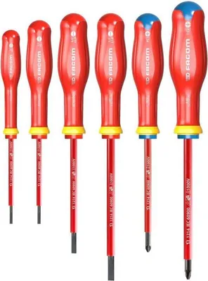 Image de Jeu de 6 tournevis Protwist® isolés 1000 V - FACOM - ATDVE.J6PB
