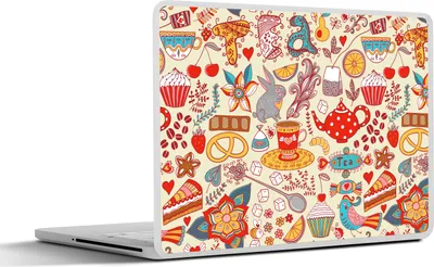 Produktbild von MuchoWow® Laptop Aufkleber Sticker Cover Tee - Tiere - Süßigkeiten - Regenbogen - Muster 25x18 cm - Laptop-Deko