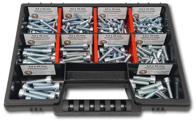 Obrázok produktu pre Sortiment skrutiek do hlavy valcov M4-M5-M6 // 12 mm-30 mm 210 ks skrutiek DIN 912/ISO4762 Skrutky Skrutky s plným závitom Skrutky do strojov Skrutky so závitom Skrutky do hlavy valcov