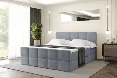 Produktbild von ALTDECOR Boxspringbett mit Matratze und Lattenrost, Topper, Polsterbett mit Bettkasten, Bett mit Stauraum H4-Matratze, Doppelbett, Boxbett  - LIRO-Z - 120x200 - Grau Casablanca