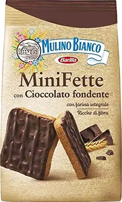 Produktbild von MULINO BIANCO Mini Fette - Italienische Mini-Kekse, mit Schokolade überzogen 110g x 6 Pack
