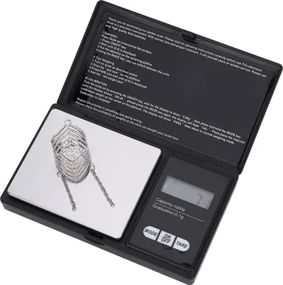 Zdjęcie produktu dla Mini przenośna cyfrowa waga kieszonkowa LED o wysokiej dokładności Złoto Srebro Diament Biżuteria (1000g/0.1g)