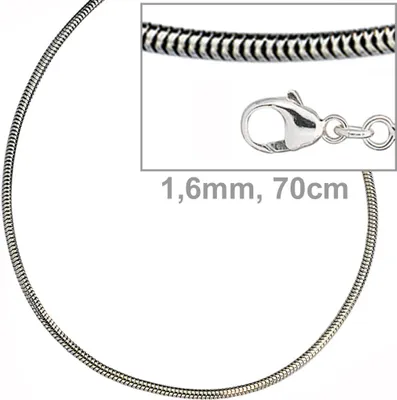 Produktbild von JOBO Schlangenkette 925 Sterling Silber 1,6 mm 70 cm Halskette Kette Karabiner