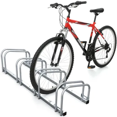 Produktbild von VOUNOT® Fahrradständer für 4 Fahrräder, Boden und Wandmontage, Silber