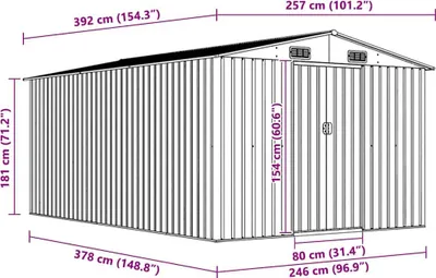 Immagine prodotto di vidaXL Casetta da giardino 257x392x181 cm in metallo marrone