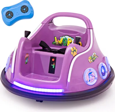 Produktbild von COSTWAY 12V Kinder Autoscooter 360 Grad Rotation, Elektro Bumper Car mit Musik und Lichtern (Lila)