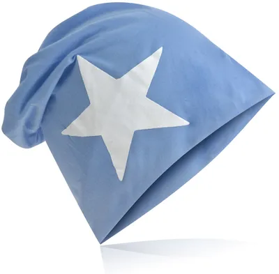 Produktbild von Beanie Muetze Weiss Stern Babyblau