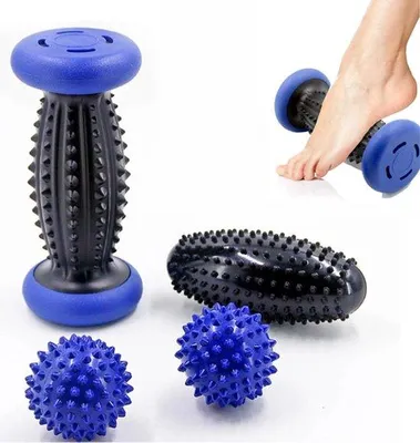 Productafbeelding van Voetmassageroller met 3 massagekogels - voetreflexologie - voetmassageroller - voetontspanning - voetroller - triggerpuntbal - voetmassageapparaat