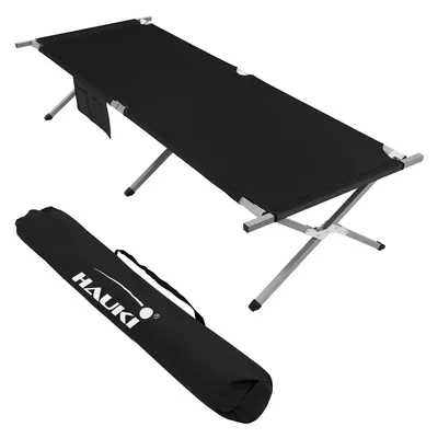 Produktbild von Skladacia kempingová posteľ Hauki, čierna, 210x83x46 cm, XL kempingová posteľ s prenosnou taškou