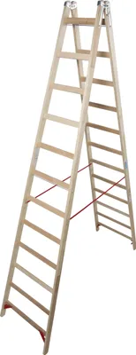 Produktbild von STABILO Holz-Sprossen-DoppelLeiter, 2x12 Sprossen, beidseitig begehbar, 170149