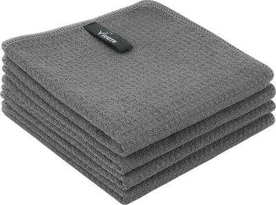 Produktbild von Mikrofasertücher Grau Waffeltuch Spüllappen 4 Stück 33 cm X 33 cm