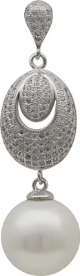 Produktbild von Anhänger mit Perle Muschelkernperle & viel Zirkonia weiß 925 Silber Damen