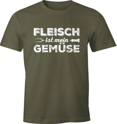 Produktbild von Herren T-Shirt Fleisch ist mein Gemüse Fun-Shirt Barbecue BBQ Grillen Food Moonworks® army S