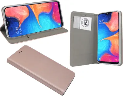 Produktbild von cofi1453® Buch Tasche "Smart" kompatibel mit SAMSUNG GALAXY A20e (A202F) Handy Hülle Etui Brieftasche Schutzhülle mit Standfunktion, Kartenfach Rose