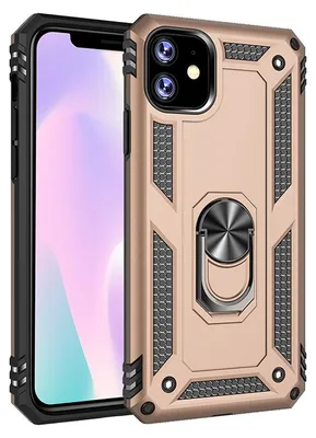 Productafbeelding van MobyDefend Hoesje - Geschikt voor iPhone 11 Pro  -  Pantsercase Met Draaibare Ring - Goud