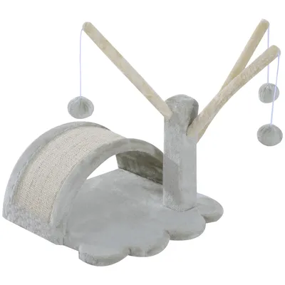 Image de Reposoir et griffoir pour chat D30-100, arbre à chat, aggloméré, peluche, gris clair, 38 x 38 x 40 cm