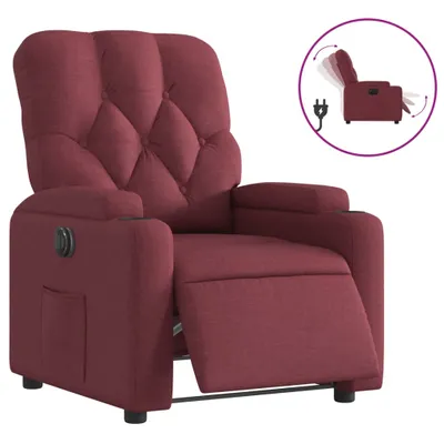 Image de vidaXL Fauteuil relax électrique vin rouge tissu