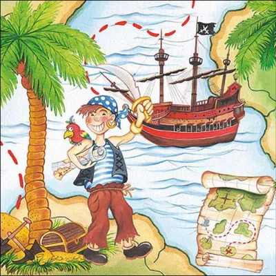 Servietten Papier 33x33cm 3-lagig mit Piraten Motiv 20 Stück