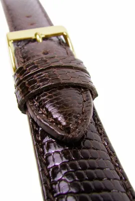 Produktbild von Echt Eidechse Uhrenarmband Eidechsenleder Dunkelbraun XL 21577G, Stegbreite:14mm