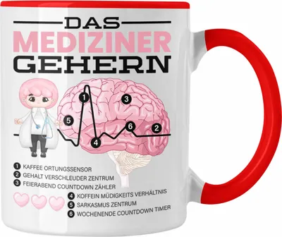 Produktbild von Trendation - Das Mediziner Gehirn Tasse Geschenk Medizin-Studium Arzt Geschenkidee (Rot)