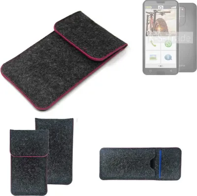 Produktbild von K-S-Trade Handy Schutz Hülle kompatibel mit Emporia smart.5 Schutzhülle Handyhülle Filztasche Pouch Tasche Case Sleeve Filzhülle dunkelgrau rosa