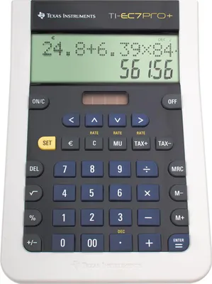 Produktbild von Texas Instruments TI-EC-7 Pro Plus Tischrechner, Bürorechner mit Solar/Batterie, 2-zeiliges Display