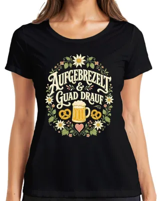 Immagine prodotto di T-shirt da donna, nero, taglia L, con stampa "Oktoberfest", "Wiesn", "Bayern", "Lederhose" e "Gaudi"