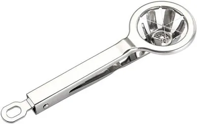 Immagine prodotto di Tagliauova in acciaio inossidabile - Dispositivo per tagliare le uova - Coltello multifunzionale per sbucciare le uova e affettare la frutta - Elettrodomestici con tagliaprugne.