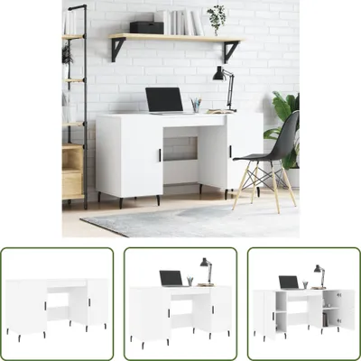 Produktbild von The Living Store Schreibtisch Weiß 140x50x75 cm Holzwerkstoff