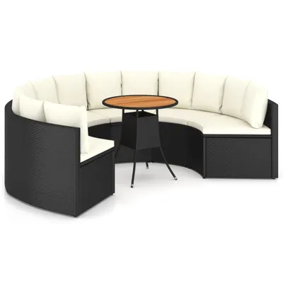 Produktbild von vidaXL 7-tlg. Garten-Sofagarnitur mit Auflagen Poly Rattan Schwarz