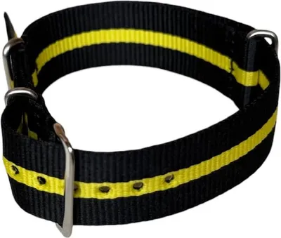 Produktbild von Nylon NATO-Strap schwarz mit gelbem Band, 20mm