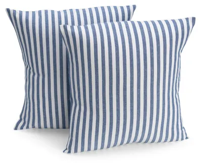 Productafbeelding van Set van 2 kussenslopen, 40 x 40 cm, donkerblauw/wit gestreept, 100% katoen