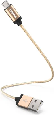 Produktbild von Hama 178285, 0,2 m, USB A, Micro-USB A, USB 2.0, Männlich/Männlich, Gold