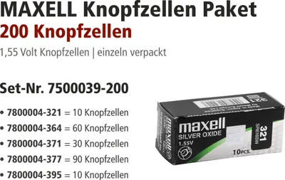 Produktbild von Maxell Aktionspakete, 321, 364, 371, 377, 395 sortiert