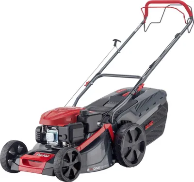 Zdjęcie produktu dla Kosiarka spalinowa AL-KO Comfort 46.0 SP-A (szerokość koszenia 46 cm, moc silnika 1,9 kW, solidna obudowa z blachy stalowej, z napędem na koła, do trawników o powierzchni do 1400 m²)
