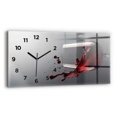 Produktbild von Wallfluent Wanduhr – Stilles Quarzuhrwerk - Uhr Dekoration Wohnzimmer Schlafzimmer Küche - Zifferblatt - schwarze Zeiger - 60x30 cm - Rotweinlampe