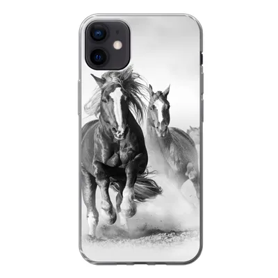 Produktbild von MuchoWow® Handyhülle Schutzhülle Hülle für iPhone 12 mini Pferde - Tiere - Illustration Silikon Softcase Handy Hülle - Bild