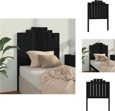 Produktbild von vidaXL Kopfteil Schwarz 81x4x110 cm Massivholz Kiefer -  Kopf- & Fußenden