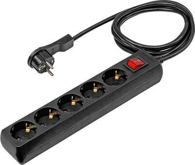 Produktbild von as-Schwabe 5-fach Steckdosenleiste Schalter 230V 16A 2m Mehrfachsteckdose IP20