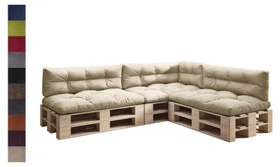 Produktbild von sunnypillow Palettenkissen für Palettenmöbel - 7er Set - Palettenauflage für Palettensofa - Palettenpolster für Garten, Gesteppte Kissen für Europaletten - Sitzkissen & Rückenkissen Cremefarben