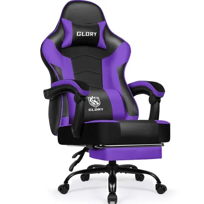 Produktbild von Aiibot Gaming Stuhl Bürostuhl Schreibtischstuhl Ergonomischer Gaming Sessel mit Fußstütze und Lordosenstütze, Wippfunktion90°-170°, Lila