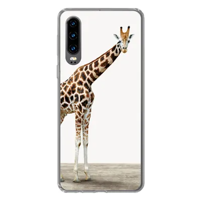 Produktbild von MuchoWow® Handyhülle Schutzhülle Hülle für Huawei P30 Giraffe - Tiere - Weißer Hintergrund - Kinder - Junge - Mädchen Silikon Softcase Handy Hülle - Kartenbesitzer